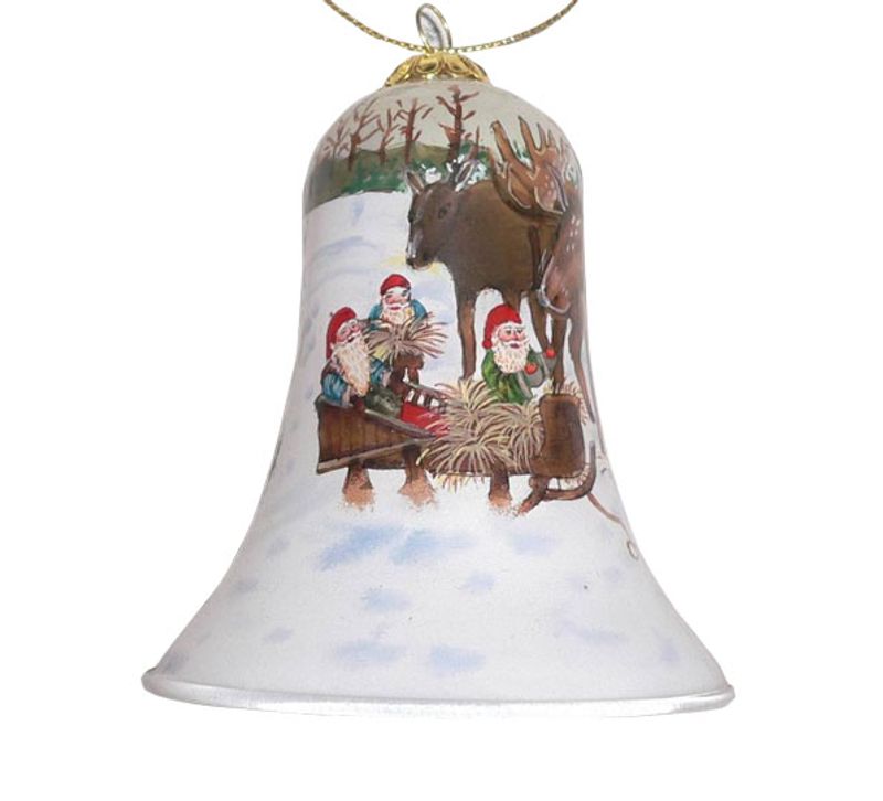 Hand Painted Christmas Bell, Goblins and Moose
